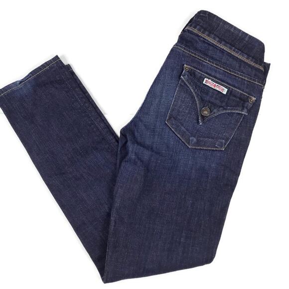 Hudson Jeans Denim - Hudson Colin Flap Jeans Dark Wash Skinny Straight Leg Blue Sz 26 Stretch Zip Fly